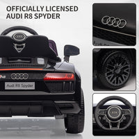 Garvee Schwarz 12V Kinder Elektroauto Audi R8 Modell Polizei mit Fernbedienung LED Musik für Kinder 3-8 Jahre