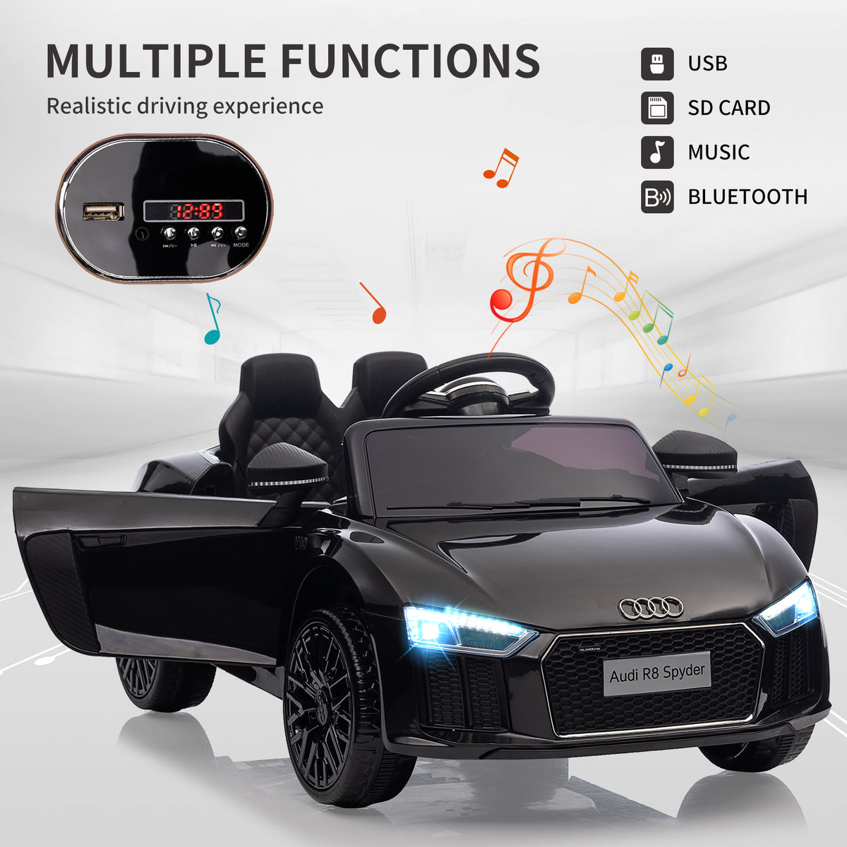 Kinder Elektroauto mit Musik Sirene und LED Licht