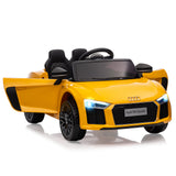 Garvee Gelb 12V Kinder Elektroauto Audi R8 Modell Polizei mit Fernbedienung LED Musik für Kinder 3-8 Jahre - Gelb