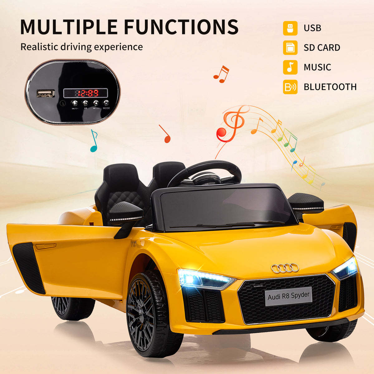 Kinder Elektroauto mit Musik Sirene und LED Licht