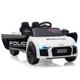 Garvee Schwarz und Weiß 12V Kinder Elektroauto Sportwagen Audi R8 Modell Polizei mit Fernbedienung LED Musik für Kinder 3-8 Jahre - Schwarz / Weiß