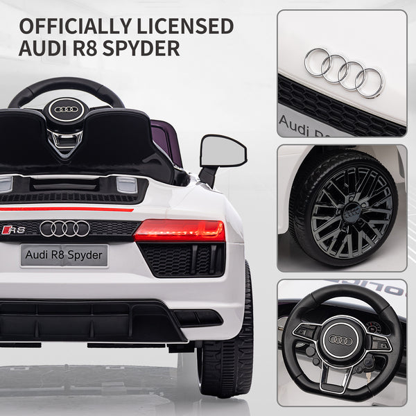 Offiziell lizenziertes Audi R8 Spyder Polizei Elektroauto Weiß