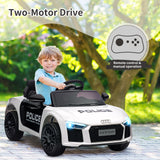 Garvee Kinder Elektroauto Raggio8 12V Mit Lizenz Fernbedienung Scherentüren LED-Licht Musik Polizei Sirene Weiß-Schwarz Für 3-8 Jahre - 