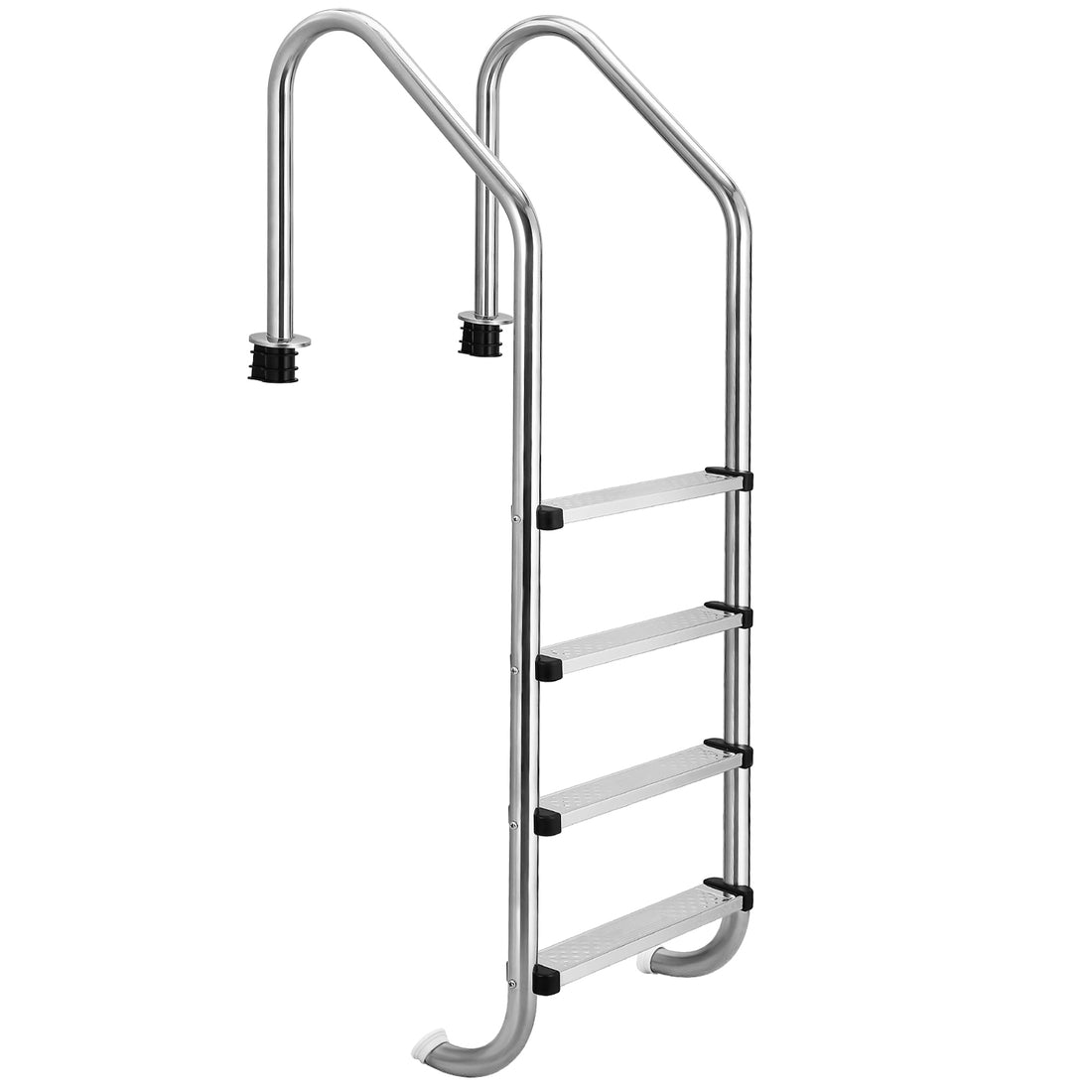 Garvee 4-Stufen-Poolleiter aus 304-Edelstahl, Schwimmbadleiter für eingelassene Pools, rutschfeste Stufen, stabiler Handlauf, robuste Edelstahlleiter für Schwimmbecken