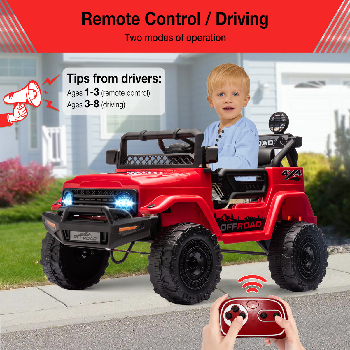 Garvee Elektroauto für Kinder 12 V Rot mit Fernbedienung