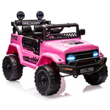 Garvee Rosa 12V Elektroauto Kinder Offroad mit Federung Sicherheitsgurt 2 Sitze Fernbedienung LED für Kinder ab 3 Jahren - Rosa
