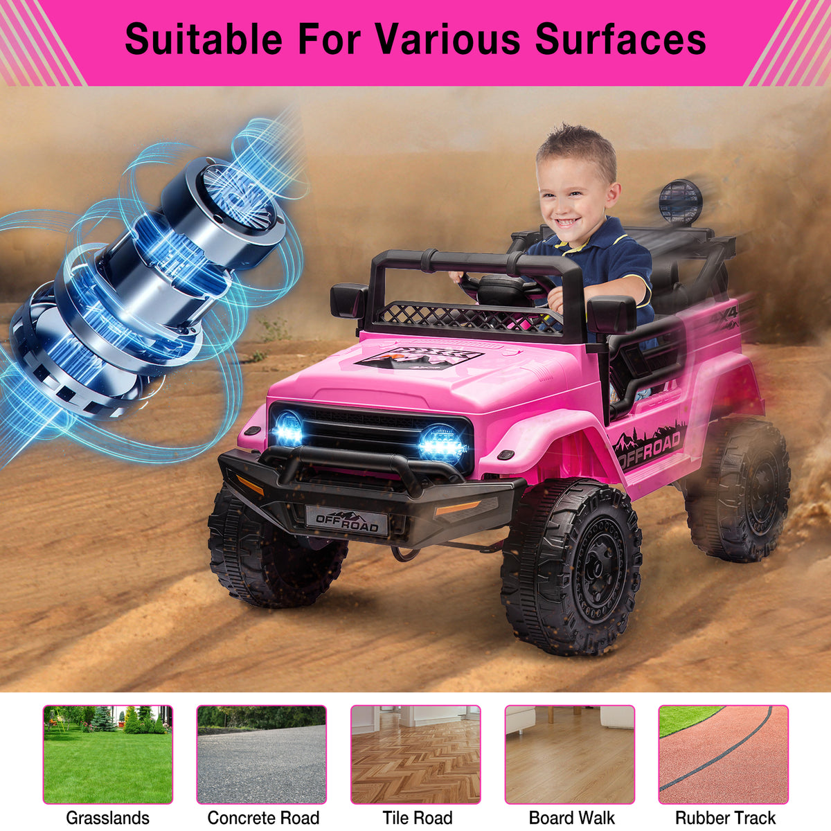 Garvee rosa 12V Elektroauto für Kinder