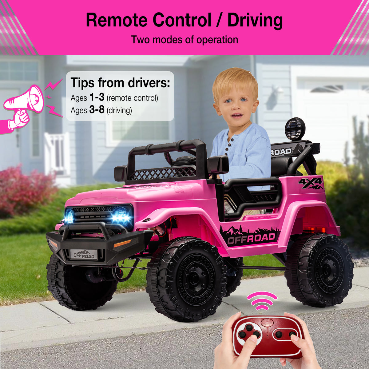 Garvee Kinder Elektrotruck mit Fernbedienung und Sicherheitsgurt