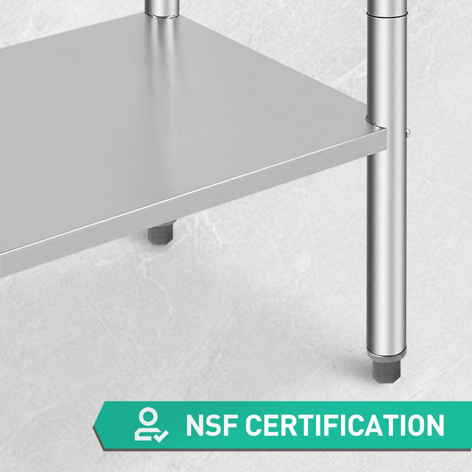 Garvee Edelstahl Arbeitstisch – 76×61×89 cm, Verstellbares Unterregal, Poliert für Küche & Restaurant