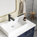 Garvee Badezimmer-Waschtischbecken Rechteckig Keramik Weiß 61x45x13cm Für Bad & Gäste-WC Modern Kratzfest Glasiert - Arbeitsplatte