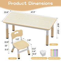 Garvee Kinder Tisch- und Stuhlset mit 6 Stühlen – Höhenverstellbar, Graffiti-Tischplatte, Rutschfeste Beine