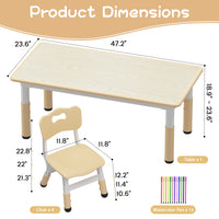 Garvee Kinder Tisch- und 4-Stühle-Set Höhenverstellbar, Graffiti Platte, Rutschfest