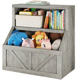 Garvee Kinder Bücherregal & Spielzeugaufbewahrung 2-stufig – Holz, 80×42×81 cm, Grau für Spielzimmer & Kindergarten - Grau