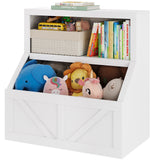 Garvee Kinder Bücherregal & Spielzeugaufbewahrung 2-stufig – Holz, 80×42×81 cm, Weiß für Spielzimmer & Kindergarten - Weiß