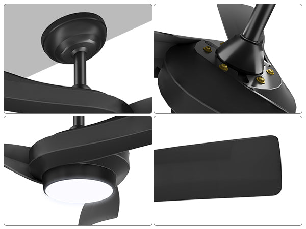 GARVEE Deckenventilatoren Mit Beleuchtung,132cm Deckenventilator Mit 6 Geschwindigkeiten Und 2 Downrods, Fernbedienung Led Dimmbar, Dc Umkehrbar Moderner GeräUschloser Deckenventilator für Den Innen AußEn