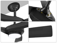 GARVEE Deckenventilatoren Mit Beleuchtung,132cm Deckenventilator Mit 6 Geschwindigkeiten Und 2 Downrods, Fernbedienung Led Dimmbar, Dc Umkehrbar Moderner GeräUschloser Deckenventilator für Den Innen AußEn