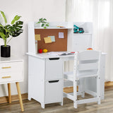 GARVEE Kinderschreibtisch mit Stuhl, Holz Schreibtisch-Set mit Stauraumfach, Ergonomisch und Stabil, Ideal für Kinderzimmer, Hausaufgaben, Lernen und Spielen, Weiß