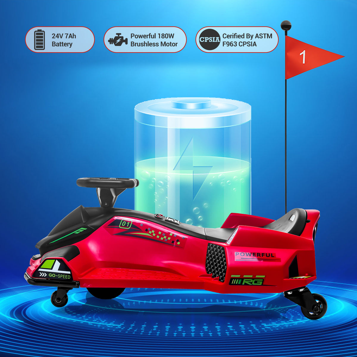 Garvee Elektro Drift Kart 24 V Rot