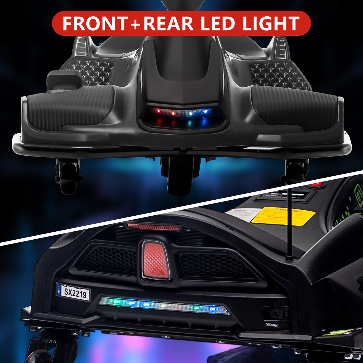 Elektro Drift Kart mit LED Licht und Sicherheitsdesign