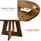 Garvee 47" Rundes Esstisch-Set Für 4-6 Personen, Farmhouse Stil, Robuste MDF-Platte, Verstellbare Anti-Rutsch-Füße, Holz, Küche & Esszimmer - Braun