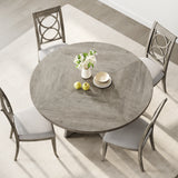Garvee 47" Rund Esstisch Set Für 4-6 Personen, Farmhouse Stil, Robuste MDF Tischplatte, Holz Beine, Verstellbare Anti-Rutsch Füße, Grau, Esszimmer & Küche - Grau