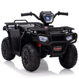 GARVEE Kinder Elektro-Quad 12V, Elektrisches Kinderfahrzeug mit 2 Motoren, LED-Lichtern, Musik & Rückwärtsgang, Für Jungen und Mädchen von 3–8 Jahren, Schwarz - Schwarz
