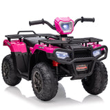 GARVEE Kinder Elektro-Quad 12V, Elektrisches Kinderfahrzeug mit 2 Motoren, LED-Lichtern, Musik & Rückwärtsgang, Für Jungen und Mädchen von 3–8 Jahren, Rosenrot - Rosenrot