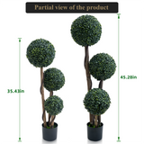 Garvee Künstliche Buchsbaum-Topiary 35 Zoll Dreiball Baum Wetterfest Kunststoff Für Garten & Terrasse Grün