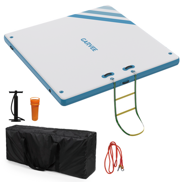 Garvee Aufblasbare Schwimminsel 3×3 m, Für 8–10 Personen, 15 cm Dick, Marine-PVC, Rutschfest für See & Pool
