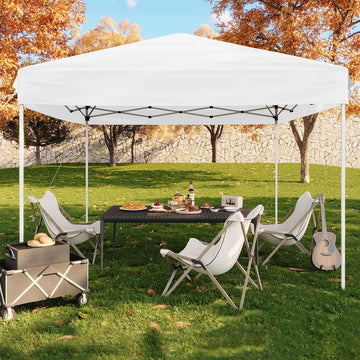 GARVEE Pop-Up Pavillon 3x3 m, Faltpavillon aus 210D Oxford, Robustes Stahlgestell, Wetterfest und Stabil für Camping, Gartenpartys und Outdoor-Events, Weiß
