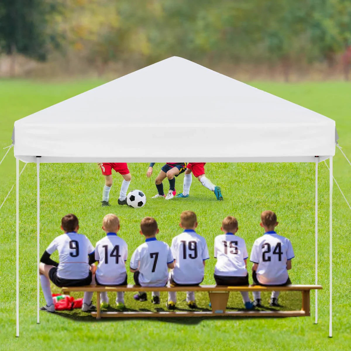 GARVEE Pop-Up Pavillon 3x3 m, Faltpavillon aus 210D Oxford, Robustes Stahlgestell, Wetterfest und Stabil für Camping, Gartenpartys und Outdoor-Events, Weiß