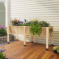 GARVEE Hochbeet aus Zedernholz 116,5 x 60 x 77 cm, Ergonomisches Pflanzbeet mit Haken, Hochbeet für Gemüse, Kräuter, Blumen und Balkon, Naturholz