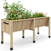 GARVEE Hochbeet aus Zedernholz 116,5 x 60 x 77 cm, Ergonomisches Pflanzbeet mit Haken, Hochbeet für Gemüse, Kräuter, Blumen und Balkon, Naturholz