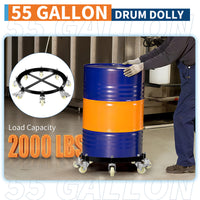 Garvee Schwerlast-Fasswagen für 55-Gallonen-Fässer – 907 kg (2000 lbs) Tragkraft, 8 Rollen inkl. Bremse, aus Q235 Stahl (Schwarz)