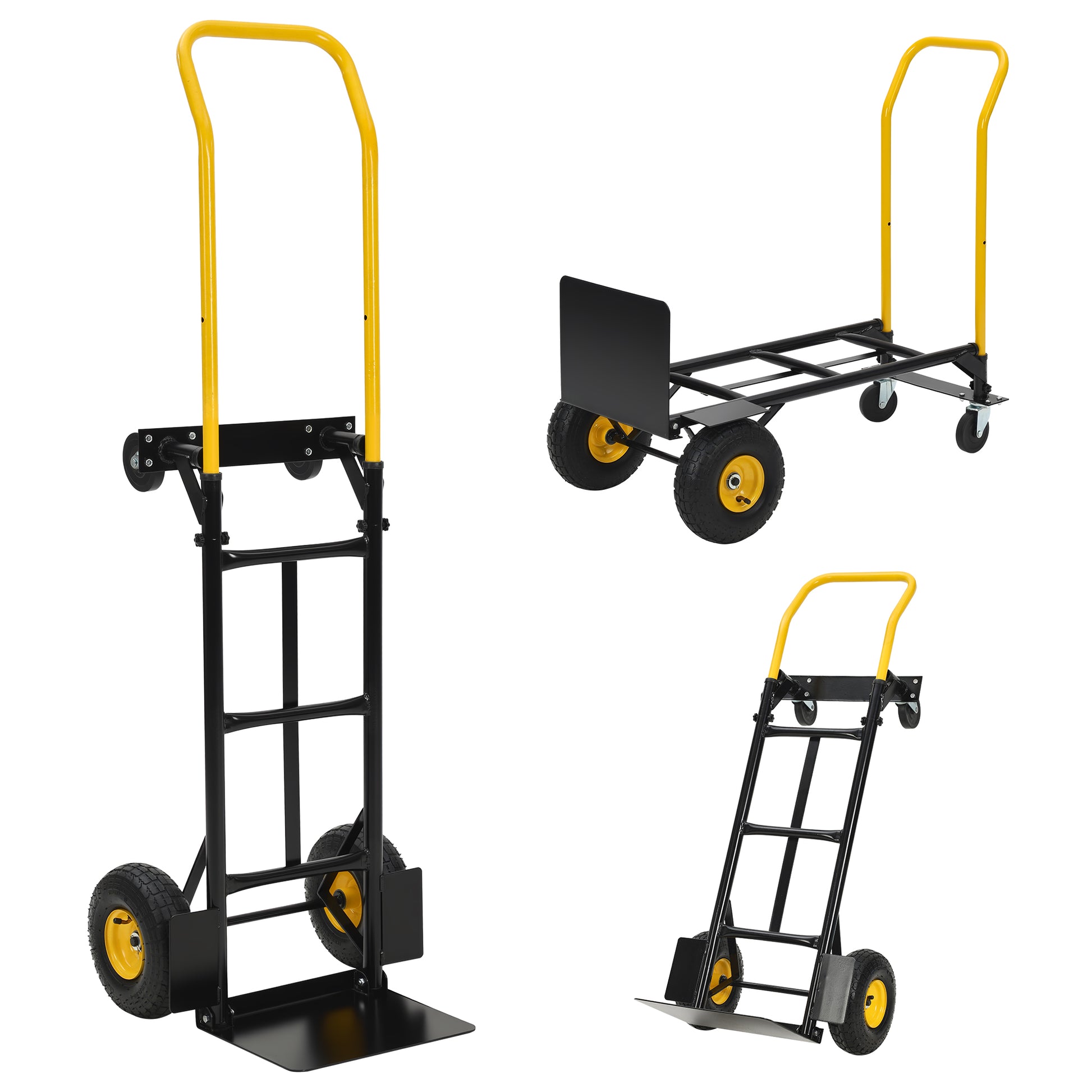 Garvee Faltbarer Dolly-Handwagen aus Stahl, 4 Pannensichere Räder, 136–180 kg, Lager & Garten