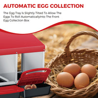 Garvee Hühnernestbox 3-Fach ohne Ständer Metall Legenest 80x50x47.5cm für 3-6 Hühner in Rot