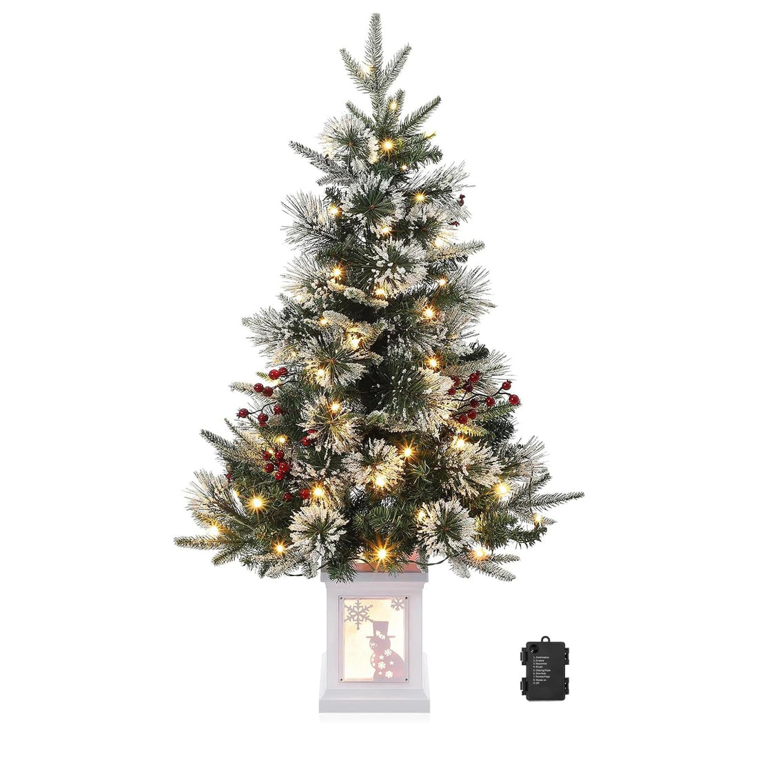 Garvee Weihnachtsbaum künstlich 1 Stück – 3ft, 78 Faseroptik LED, 8 Lichtmodi, Schneemann-Basis