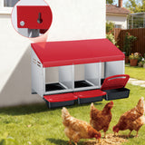 Garvee Hühnernestbox 3-Fach ohne Ständer Metall Legenest 80x50x47.5cm für 3-6 Hühner in Rot - Rot