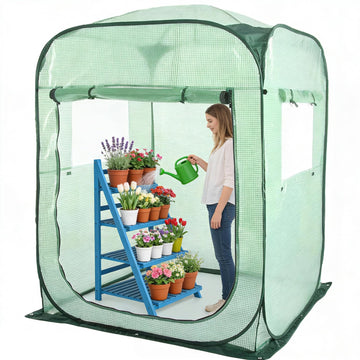 Garvee Pop-Up Gewächshaus 122×122×162 cm, PE Abdeckung, Transparent, Für Garten & Innen