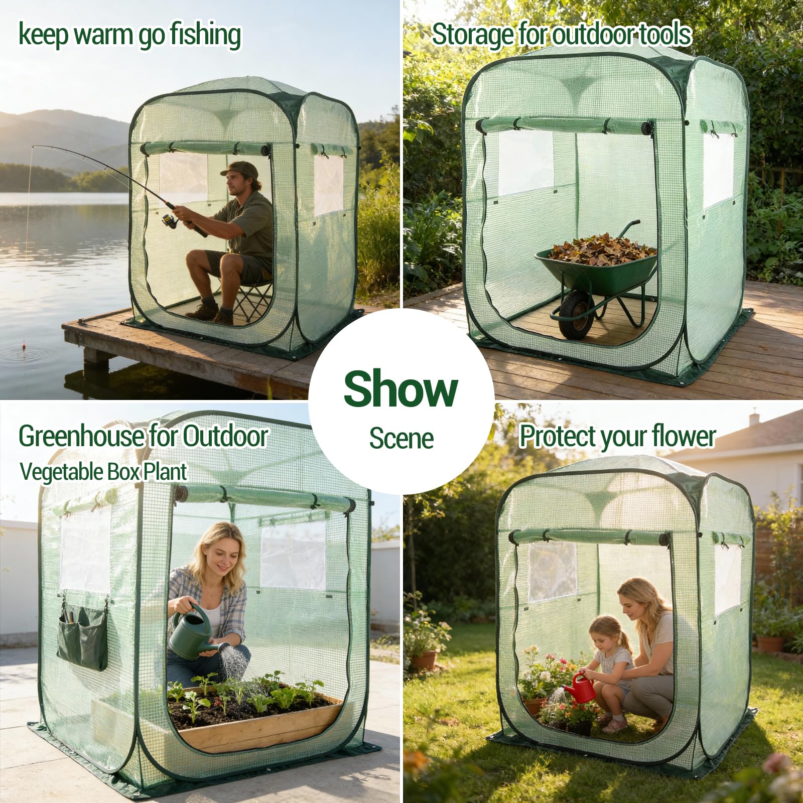Garvee Pop-Up Gewächshaus 122×122×162 cm, PE Abdeckung, Transparent, Für Garten & Innen