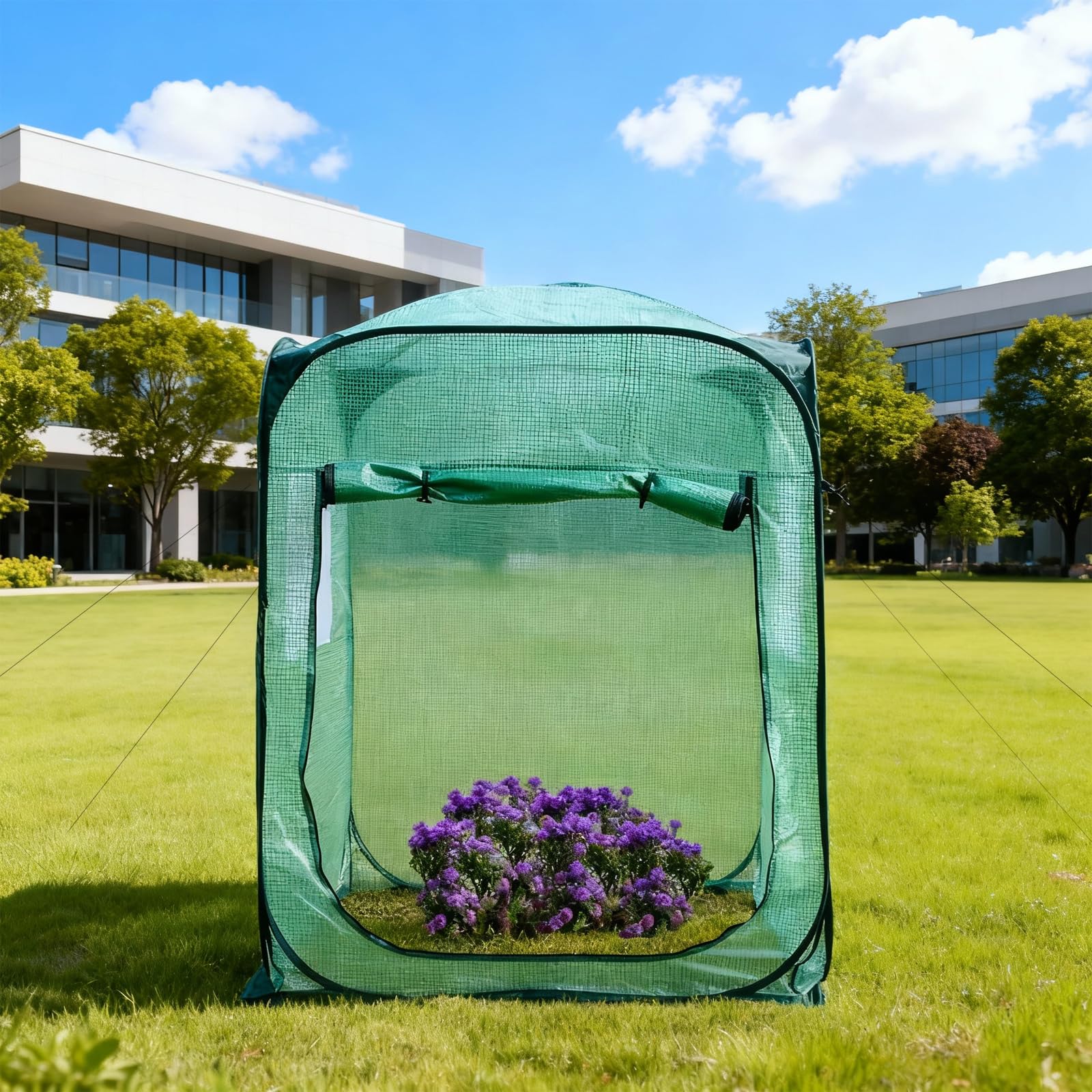 Garvee Pop-Up Gewächshaus 122×122×162 cm, PE Abdeckung, Transparent, Für Garten & Innen