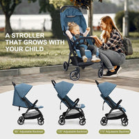 GARVEE Faltbarer Kinderwagen für Babys 0–36 Monate, Leichter Reisebuggy mit Verstellbarer Rückenlehne, Komfortabel und Platzsparend, Blau