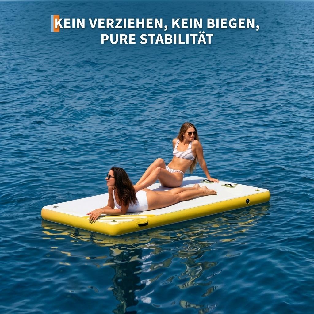 Aufblasbare schwimmende Plattform auf See