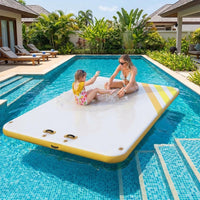 Garvee Aufblasbare Schwimmplattform 1.8 x 1.5 m, Für 3–5 Personen, Rutschfest, PVC, Mit Leiter, Für See & Wasser, Gelb