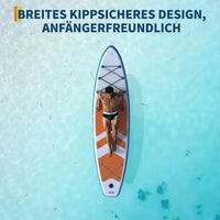 GARVEE SUP Board Aufblasbar 323 cm, Stand Up Paddle Board mit Rutschfestem EVA-Deck, 3 Finnen, Tragetasche & Zubehör, Ideal für Yoga, Angeln & Freizeit