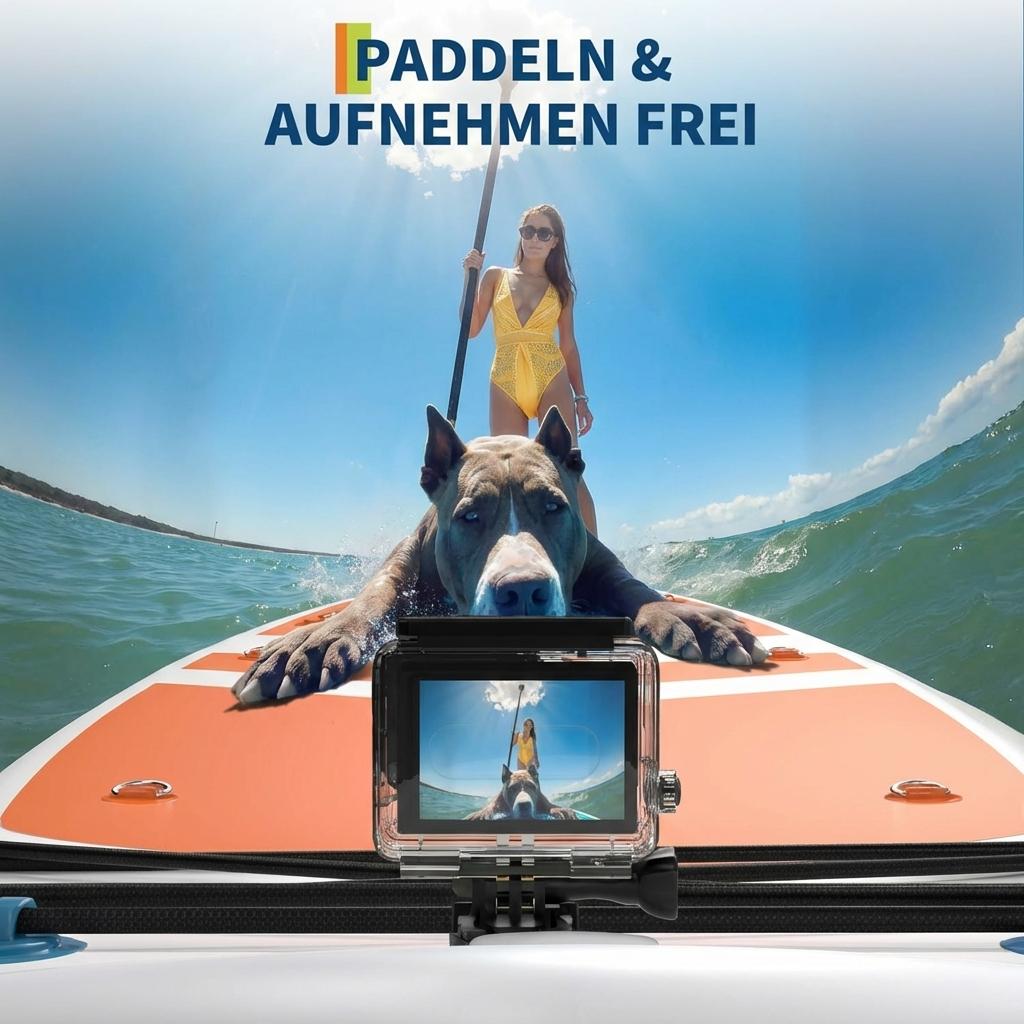 GARVEE SUP Board Aufblasbar 323 cm, Stand Up Paddle Board mit Rutschfestem EVA-Deck, 3 Finnen, Tragetasche & Zubehör, Ideal für Yoga, Angeln & Freizeit