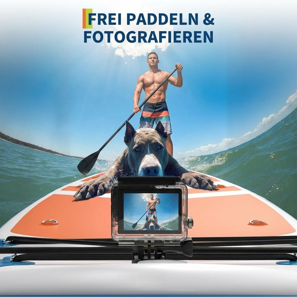 GARVEE SUP Board Aufblasbar 335 cm, Stand Up Paddle Board mit Rutschfestem EVA-Deck, 3 Finnen, Tragetasche & Zubehör, Ideal für Yoga, Angeln & Freizeit