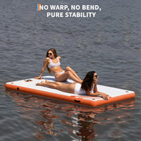 Garvee Aufblasbare Schwimmplattform 3 x 3 m, Für 8–10 Personen, Rutschfest, PVC, Mit Leiter, Für See & Wasser, Orange