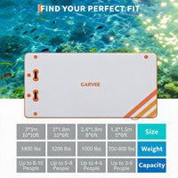 Garvee Aufblasbare Schwimmplattform 3 x 3 m, Für 8–10 Personen, Rutschfest, PVC, Mit Leiter, Für See & Wasser, Orange