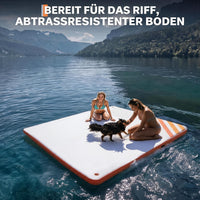 Garvee Aufblasbare Schwimmplattform 3 x 3 m, Für 8–10 Personen, Rutschfest, PVC, Mit Leiter, Für See & Wasser, Orange